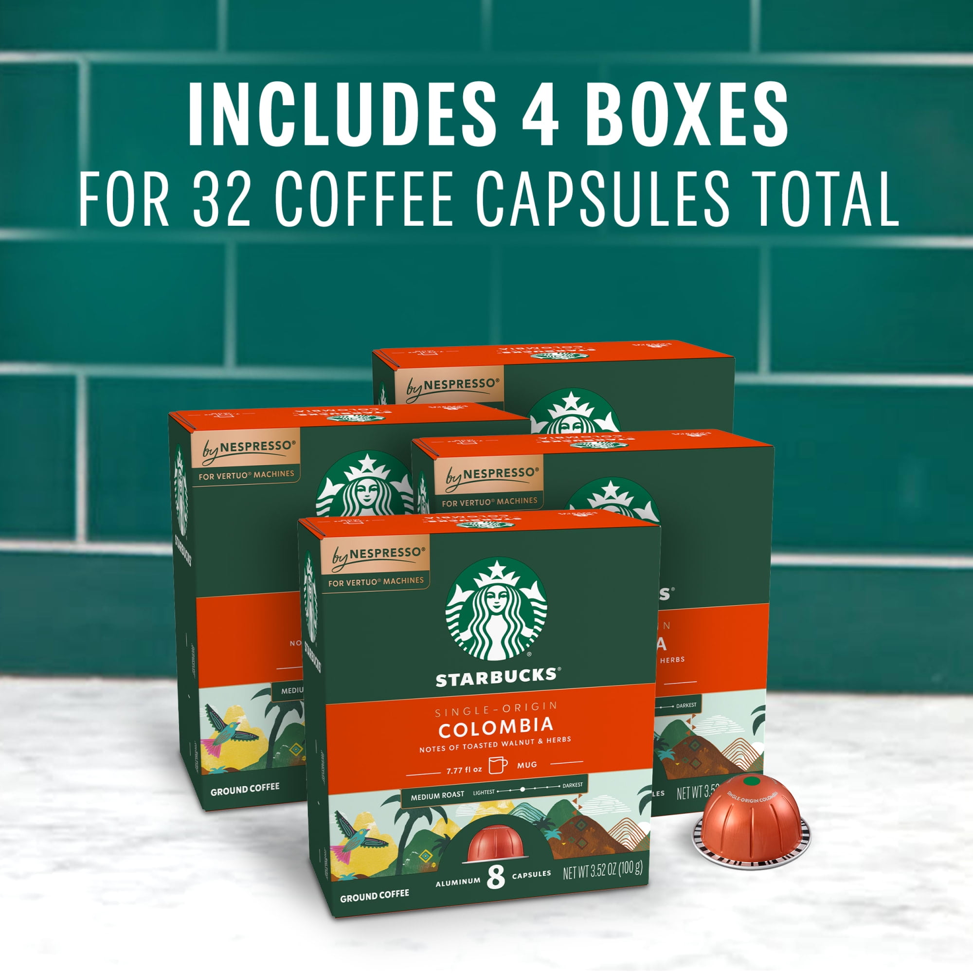 Starbucks by Nespresso Vertuo, Colombia, Medium Roast Nespresso Pods, 32 Count