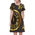 thumbnail image 1 of Fotbe 2025 New Year Vestido Largo de Moda para Mujer, Vestido Tipo Camiseta con Manga Corta y Estilo Casual a Rayas y Bloques de Color, 1 of 6