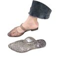 thumbnail image 3 of oqasdz Women's Slippers Summer On Sandals with Pointed Toe Mid Heel Hollow Toe Wrap Stylish Jelly Summer Casual Wear,Black, 3 of 7