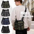 thumbnail image 3 of Sling Bag Men Crossbody Bag With Bottle Holder Multi-layer Adjustable Chest Bag Backpack Portable Sling Backpack For Sports Gym Hiking Fishing Dark Blue, 3 of 5