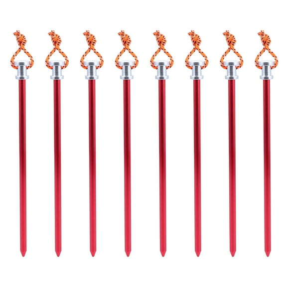 FRCOLOR 8 PCS Rebar Outdoor Tent Pegs Camping Ground Pegs 22.5X1.8X1.8cm Red