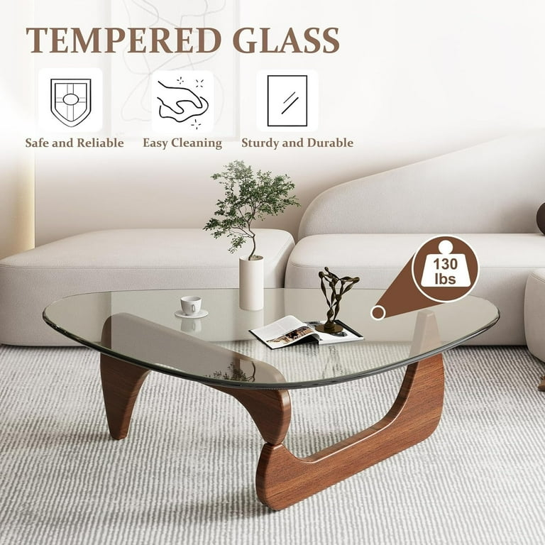 Small Table Modern Glass Coffee Table - Mid Century Style Triangle ...