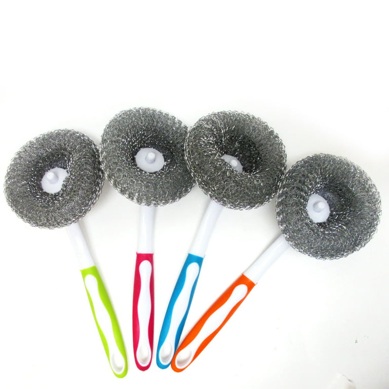 3pcs Universal With Handle Supplies Stainless Steel Cleaning Brush Pot  Scrubbers Scrubbing Brushes Steel Wool - AliExpress