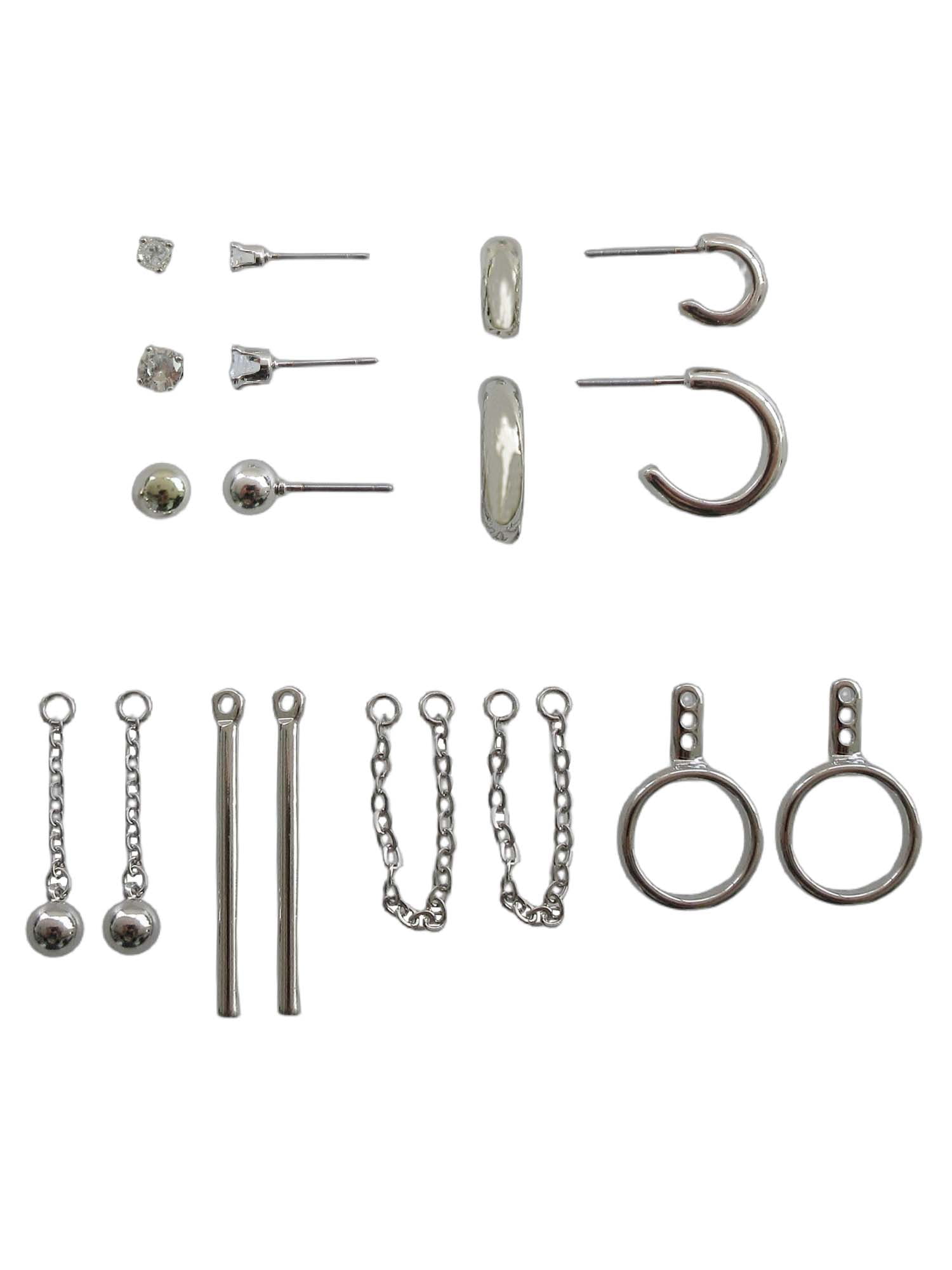Time And Tru Women's Mix And Match Earring Set in Gold Plated Zinc Alloy