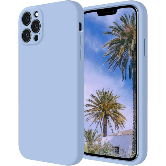for iPhone 12 Pro Max Case, Silicone Upgraded [Camera Protecion] Phone Case with Soft Anti-Scratch Microfiber Lining, 6.7 inch, Light Blue