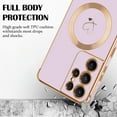thumbnail image 3 of Magnetic Case for Samsung Galaxy S21 Ultra 5G MagSafe, Girls Women Cute Love Heart Pattern Plating Edge Silicone Shockproof Protective Bumper Cover for Samsung Galaxy S21 Ultra-Purple, 3 of 7