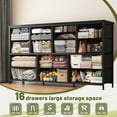 thumbnail image 4 of EnHomee Wide Dresser with 16 Drawers TV Stand with Power Outlet Gray Dresser for Bedroom Fabric Dresser TV Stands for living Room/Bedroom,51.1"W*11.8"D*34.8"H, 4 of 8