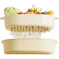 thumbnail image 2 of Drain basket kitchen, large-capacity double-layer hollow fruit and vegetable drain storage washing basin, 2 of 7