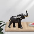 thumbnail image 4 of Estatua de elefante moderna, estatua de animal, hecha a mano, acento decorativo para el jardín y el hogar. cabeza negra arriba, 4 of 8