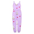 thumbnail image 4 of Rabbit Egg Print Jumpsuit Easter Girls' Romper Purple 4Y-5Y, 4 of 5