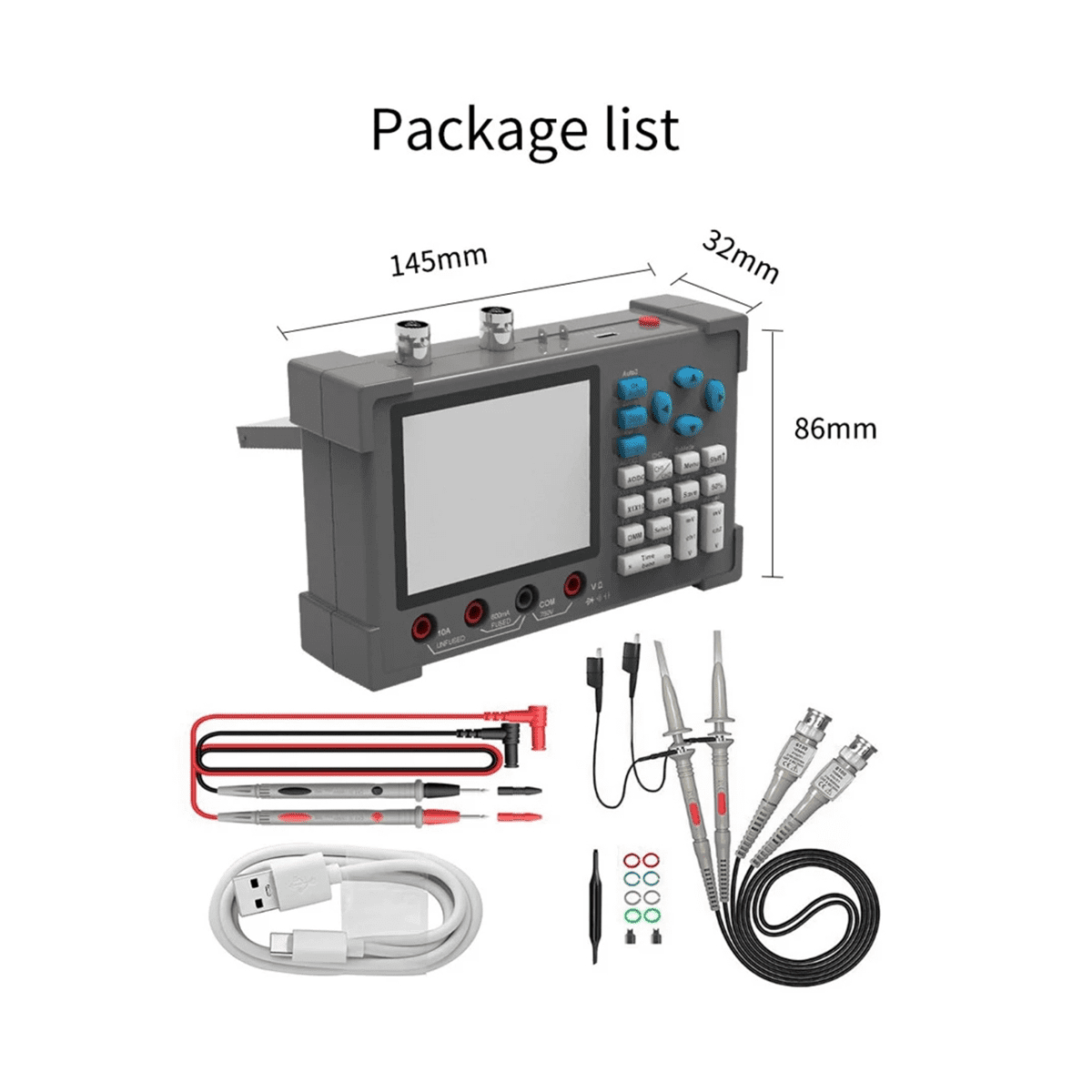DSO3D12 3.2 Inch Desktop Digital Oscilloscope 120M Bandwidth Dual Channel Multimeter and Signal Generator 120M