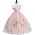 thumbnail image 4 of Women's Pink Victorian Rococo Dress Deluxe Off Shoulder Prom Ball Gown, 4 of 7