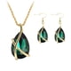 thumbnail image 1 of 1 juego de collar, juego de aretes, cristal, gota de oreja, collar vintage, colgante de cuello, conjunto de joyas para mujer, verde, 1 of 8
