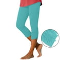 thumbnail image 4 of Womens Capri Pants Casual Cropped Pants Drawstring Hem Stretchy High Waisted Leggings Comfy Summer Cropped Yoga Pants Loungewear(Sky Blue,L), 4 of 8