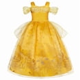 thumbnail image 3 of Bulala Princess Dress for Girls Costume Kids Off Shoulder Layered Toddler Halloween Cosplay Birthday Party Outfit up Yellow 120 cm 5-6 Years, 3 of 7