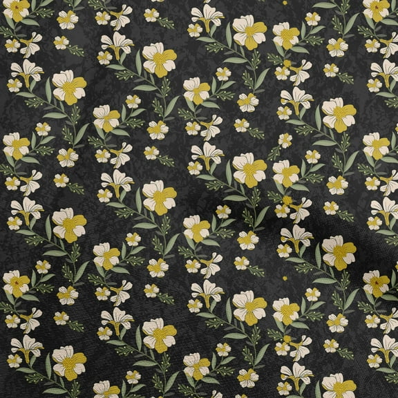 oneOone Polyester Spandex Black Fabric Florals Dress Material Fabric Print Fabric By The Yard 56 Inch Wide