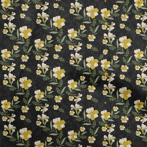 oneOone Polyester Spandex Black Fabric Florals Dress Material Fabric Print Fabric By The Yard 56 Inch Wide
