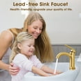 thumbnail image 3 of Wowkk Bathroom Faucet Brushed Gold Bathroom Sink Faucets Single Handle Vanity Faucet Pop-Up Drain Included, Modern RV Faucet with Water Supply Line and Deck Mount 1 Hole or 3 Hole, 3 of 10