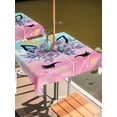thumbnail image 2 of Square Outdoor Tablecloth with Umbrella Hole Purple Rose Antlers Outside Table Cloth Waterproof Patio Table Cover Abstract Art Teal Pink Fancy Flowers Zipper Tablecloths for Picnic Camping 60x60 Inch, 2 of 8