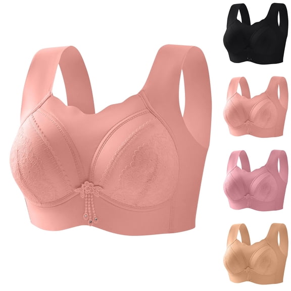 Womens Classic Lightly Lined Bra, No Underwire Full Coverage Bra with Wide Straps, Breathable Comfort Feel | VerBelle,Beige L