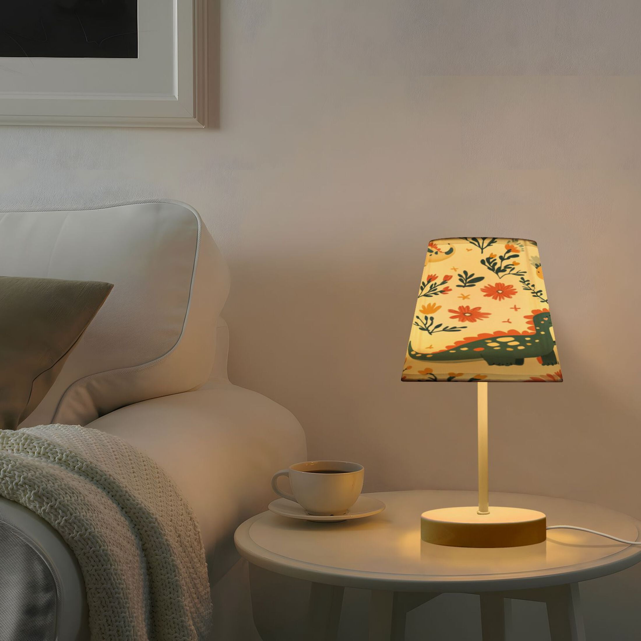 Table Lamp Small 5.9x10.8 Inches Table Lamps Night Light Tools & Home Improvement Bedroom Lamp Guest Room Lamp Study Lamp Office Lamp Cartoon Dinosaurs and Leaves