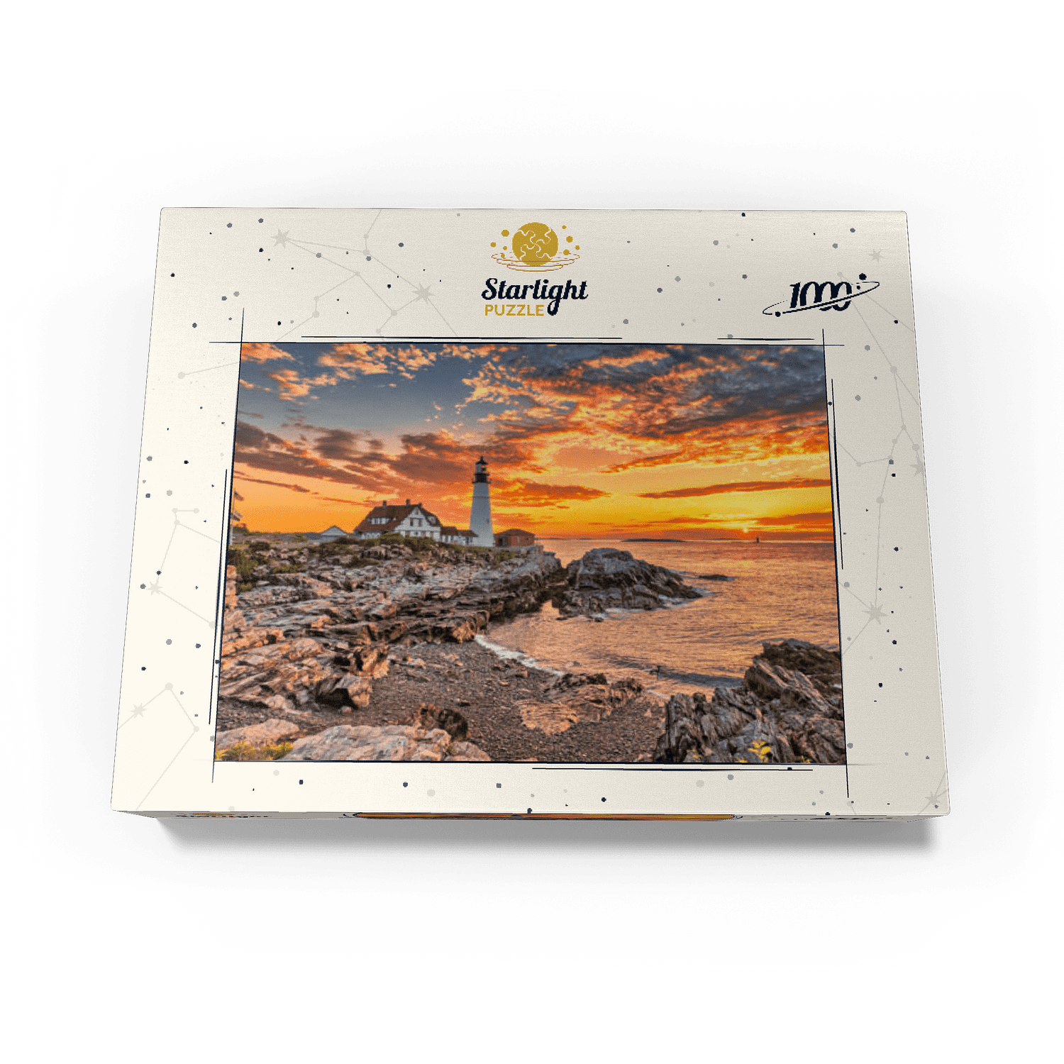 MyPuzzle - Portland Lighthouse At Sunrise In New England Maine USA - Premium 1000 Piece Jigsaw Puzzle for Adults