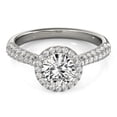 thumbnail image 2 of 14k White Gold Halo Diamond Engmt Ring Pave Band 1 1/3 cttw Size 4.5, 2 of 4