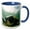 Blue/White, variant on 3drose, Pacific Green or Black Sea Turtle Feeding on Algae Punta Cormorant Floreana Island Galapagos, 11oz Mug
