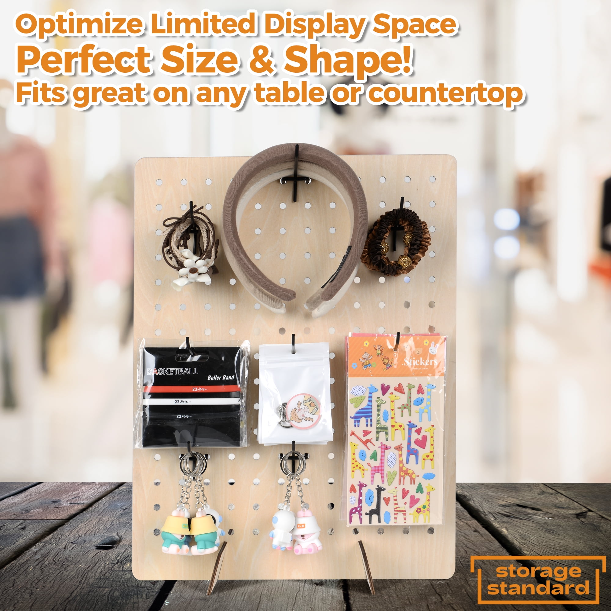  Jitnetiy Pegboard Display Stand Keychain Display With 12 Peg  Hooks Wooden Rotating Display Racks for Craft Shows Pin Jewelry Vendor  Events Selling Store : Industrial & Scientific