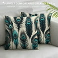 thumbnail image 3 of JRXY  Peacock Feather Watercolor Throw Pillow Case Cushion Cover Couch Sofa Decorative Square White, 3 of 5