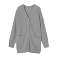 thumbnail image 7 of ZQGJB Cardigan Sweaters for Women Lightweight Fall Spring Open Front Long Sleeve Loose Lightweight Knit Sweater Tops Loose Oversized Outwear Coat with Pockets Gray L, 7 of 7