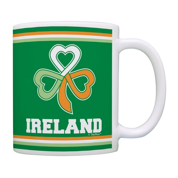 ThisWear Irish Coffee Mugs for Men Ireland Flag Gaelic Knots Funny St Patricks Day Accessories 11 ounce Coffee Mug Green