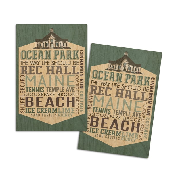 Ocean Park Maine Typography Contour 4x6 Birch Wood Postcards 2 Ocean park maine typography contour 4x6 birch wood postcards 2
