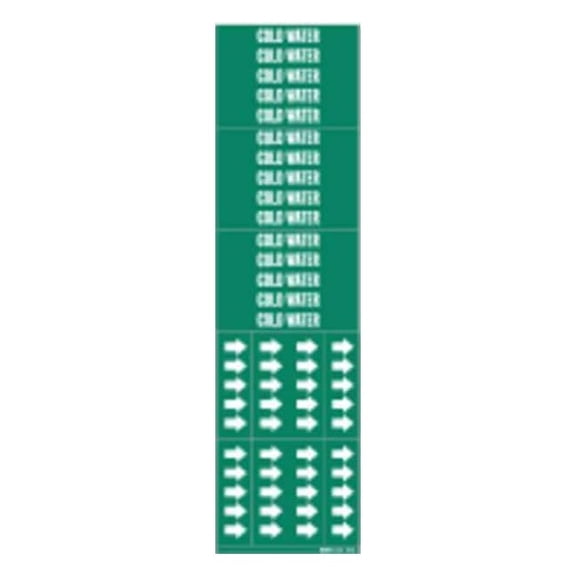 Brady Pipe Marker,Cold Water,2 1/4in H 7055-3C