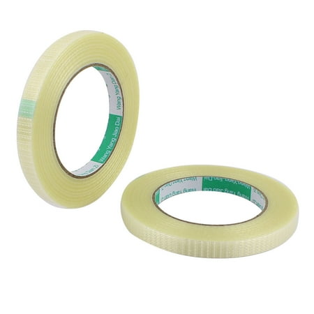 - 2 Pcs 12mm Height 50M Length Long Adhesive Insulating Grid Glass Fiber Tape Roll