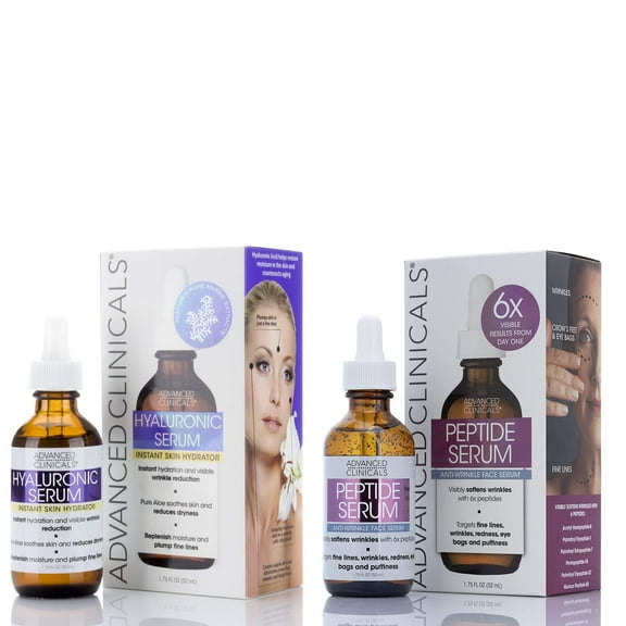 Advanced Clinicals Face Serum Value Set with Hyaluronic Acid Serum and Peptide Serum