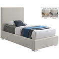 thumbnail image 3 of Meridian Furniture Crosby Beige Linen Textured Fabric Twin Bed, 3 of 18