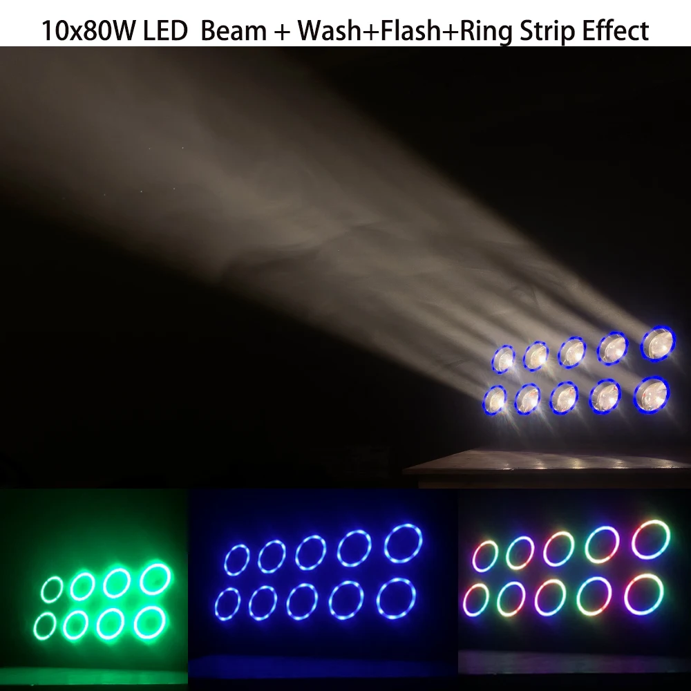 Spliceable Matrix Blinder Led 10-Count 80w Leds RGBW With Circle RGB Led Strip, Beam Strobe Light