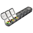 thumbnail image 1 of Mini dispensadores de almacenamiento Splitters 7 días Pastilla de píldoras 7 compartimentos Píldoras Tablet Plastic Container Case Escuela Hogar Transparente Gris Vogacara HA028292-01, 1 of 7