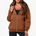 thumbnail image 6 of Womens Coats Outerwear Winter Women's Casual Color Zip Hood Long Sleeve Pocket Jacket Blouse, 6 of 8