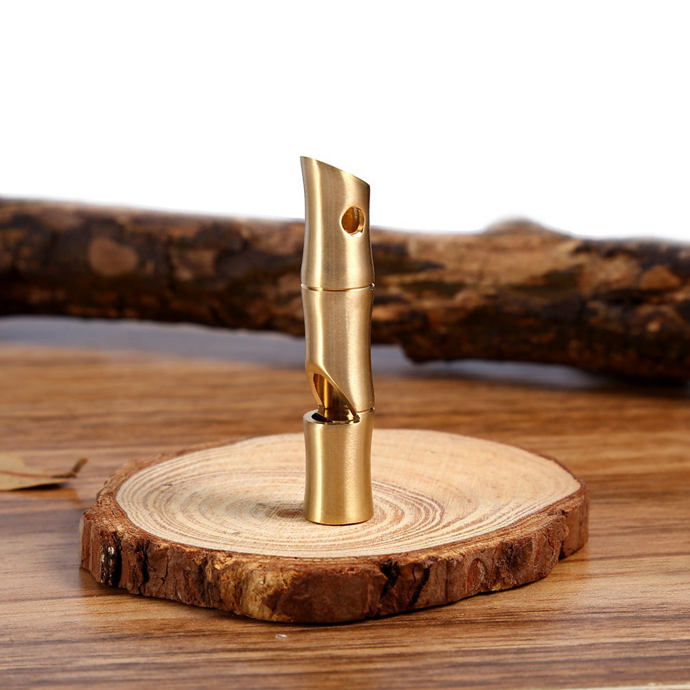 Outdoor EDC Whistle High Decibel Brass Bamboo Section Whistle Tool For Help And 