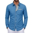 thumbnail image 2 of Asxite Mens Fall Tops Winter Spliced Casual Pocket Lapel Collar Long Sleeve Shirts, 2 of 6
