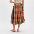 thumbnail image 4 of Women's Palazzo Pants Pocket Retro Plaid Wide Leg Loose Casual Long Trousers Pants for Women Orange M, 4 of 4