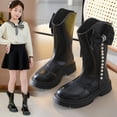 thumbnail image 2 of PEASKJP Girls Cute Boots Warm Side Zipper Low Heel Short Booties, Black 37, 2 of 5