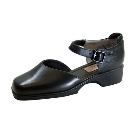 

PEERAGE Leda Women s Wide Width Open Shank Leather Shoes BLACK 8.5
