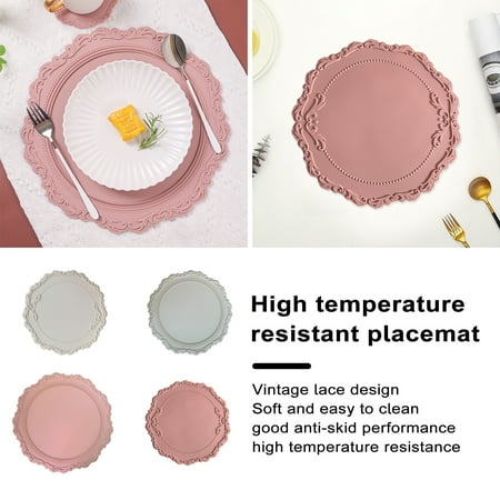 

Heajfvd Coaster Vintage Embossed Flower Pattern Design Silicone Multipurpose Tableware Mat for Home Decor Protection