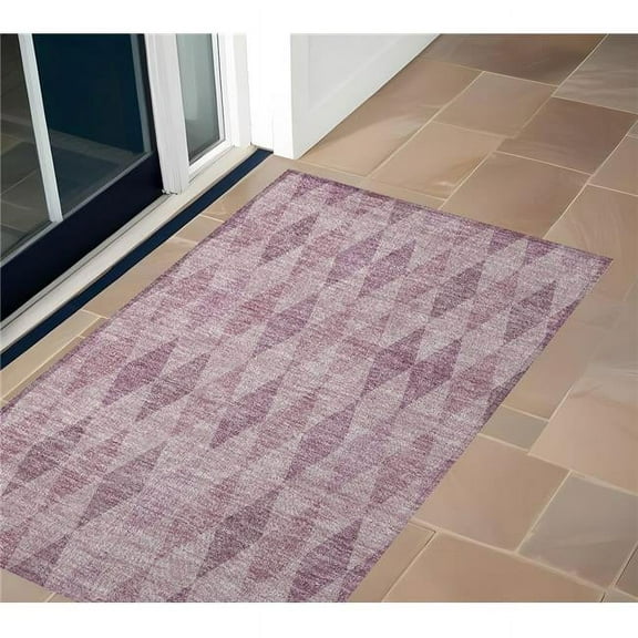HomeRoots 563223 2 x 3 ft. Blush Geometric Washable Non Skid Indoor Outdoor Rectangle Machine Woven Area Rug