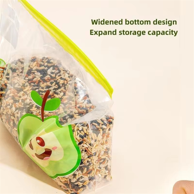 Reusable Food-Grade Transparent Storage Bag Seal Container with Fruit and Vegetable Storage Bag L+M