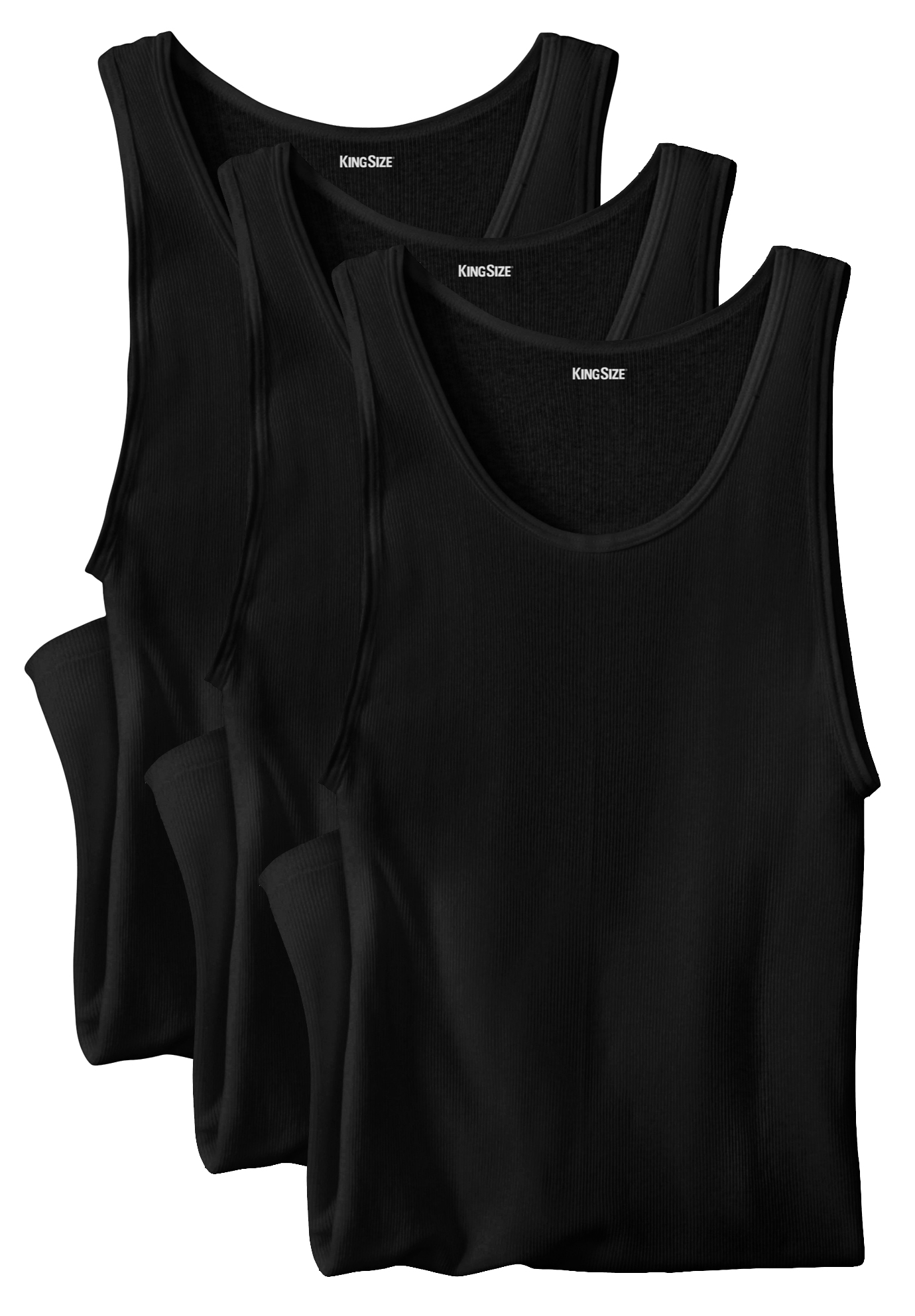 KingSize Men's Big & Tall Ribbed Cotton Tank Undershirt 3-Pack