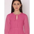 thumbnail image 5 of DressBerry Women's Solid Floor Length Georgette Dress Puff Sleeves Tiered Summer Wear Flared Maxi Dress, 5 of 7